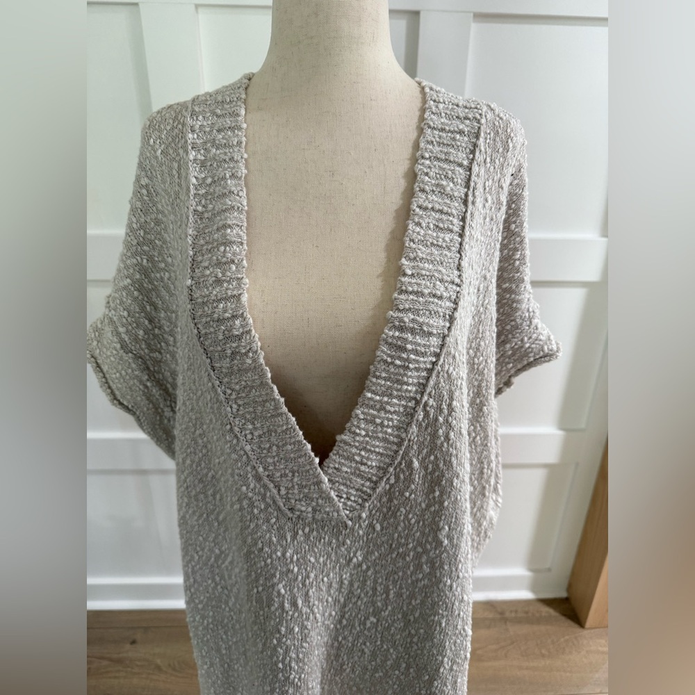 Pilcro Anthropologie Deep V Textured Sweater Vest | L | Cream Cotton - Picture 5 of 9